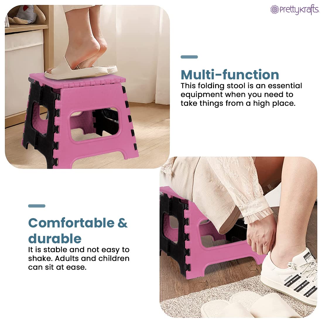 12 Inches Super Strong Folding Step Stool for Adults and Kids, Kitchen Stepping Stools, Garden Step Stool Kitchen Stool